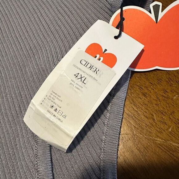 Cider Womens Plus Size 4XL Gray Ribbed Collar Knitted Bodysuit Stretch Top New - Picture 6 of 14